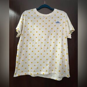 Sugarhill Yellow Polka Dot Tee With Dinosaur Emblem